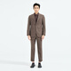 LiLang Youth Business Men's 88.6% Sheep Wool Suit Men's Two-Color Striped Easy-Care Commuting Suit Brown (1YA) 165A