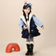 Hanzaki Judy Rabbit thickened cotton coat 2025 new winter style girl's stylish Judy Rabbit police officer cotton coat winter coat Navy blue cotton coat + big hat + rabbit pendant + fur ball quilted and velvet thickened version 130 cm The size is too large