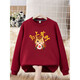 Cute horse + character parent-child outfit for a family of three or four, plus velvet sweatshirt 2026 Horse New Year burgundy sweatshirt red silver fox velvet cute horse-Shishi Ruyi 200 (3XL)
