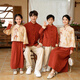 DOMIAMIAKIDS parent-child clothing Tang suit Chinese style Hanfu new Chinese style mother and daughter autumn and winter family of three family portrait New Year's greetings clothing for men orange (suit) spring and autumn 100 children's code