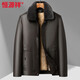Hengyuanxiang Men's Middle-aged Winter Leather Jacket Winter Thickened Liner Leather Jacket Plus Velvet Removable Dad Warm Jacket for Middle-aged and Elderly People Black 9802 Liner Removable Style 3XL 190 155-170Jin Jin is equal to 0.5 kg