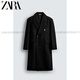 ZARA2025 new winter style men's blended loose double-breasted long coat 5854306 800 official authentic black S (175/92A)