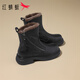 Red Dragonfly Short Boots for Women British Style Versatile Velvet Thickened Snow Boots Warm Winter 2025 New Black Velvet Heel Height 4.1cm 35 (225mm)