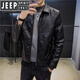 JEEP SPIRIT leather jacket for men 2025 new trendy brand trendy handsome plus velvet thickened motorcycle leather jacket for men in autumn and winter PU10 black single style M 90-105Jin Jin is equal to about 0.5 kg