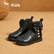 Red Dragonfly Children's Shoes Girls 2025 Winter Children's Two Cotton Shoes Short Boots Girls Warm Leather Boots Q54BM052 Black 29