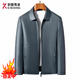 KBXNG Jinba Clothing Genuine Leather Jacket Men's Middle-aged Autumn and Winter Plus Velvet Thickened Middle-aged Dad Men's Jacket Blue Lapel Single Style 2402 Blue Lapel Single Style 2 L 175 Weight 120-140 Jin Jin is equal to 0.5 kg