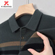 KBXNG Jinba Business Men's Clothing Spring and Autumn New Long Sleeve T-shirt Lapel Middle-aged Dad Clothes Casual Bottoming Business Men Maca Brown One Size 115