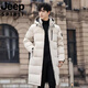 JEEP吉普国际品牌中长款羽绒服男士冬季2025新款情侣连帽保暖休闲外套 黑色 M 80-115斤可穿