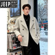 JEEP SPIRIT Korean style short woolen coat men's winter style cotton thickened coat British style woolen suit jacket black L 120-135Jin Jin equals 0.5 kg