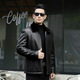Haining fur all-in-one leather jacket for men, winter plus velvet, thickening and warmth, black M 170
