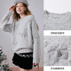 Xiangying Christmas atmosphere butterfly sweater for women 2026 spring new heavy industry embroidery lazy style gray sweater light gray top S 155/80A/85-95Jin Jin equals 0.5 kg