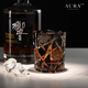 AURA LIFE Personalized Edo Kiriko Cup Twilight of the Gods Amber Lightning Hand-carved Crystal Whiskey Glass Lightning Amber Black Gift Box 260ml 1 piece