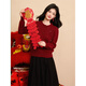 Shang Jingqi red sweater for women 25 winter new women's round neck thickened warm and comfortable versatile new year atmosphere sweater for women