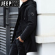 JEEP SPIRIT winter velvet jacket men's loose windbreaker mid-length coat trendy top fashion large size thickened warm cotton coat 1813 black velvet 7XL (230-255Jin Jin equals 0.5 kg)