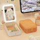 Jewelry storage box, high-end LED beauty mirror, jewelry box, portable light-filling mirror, folding cosmetics storage box, beauty box, pearl white + touch three-color light