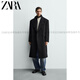 ZARA2025 new winter style men's blended loose double-breasted long coat 5854306 800 official authentic black S (175/92A)