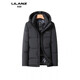 LILANZ winter high-end white duck down hooded jacket for young men fashionable versatile warm down jacket men casual thickened black 6907 removable liner 14XL (195)