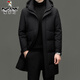 Woodpecker 90% duck down down jacket men's removable hood warm thickened mid-length down jacket men 98198 black 2XL 185