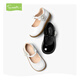 Snafy girls leather shoes spring new 2026 little girl princess shoes children's soft sole non-slip baby single shoes Iris black 23 feet length 14.4cm