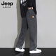 JEEP SPIRIT Jeep jeans men's spring American casual pants men's loose wide-leg pants black XL