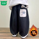 Mumuwu children's velvet pants 2026 autumn and winter new style children's style one-piece velvet baby winter wear thickened sweatpants black thickened one-piece oli velvet 100