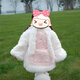 G.duck winter parent-child clothing for mothers and girls, cute plush bunny suit, bunny clothes for girls plus plush four-piece set, cartoon rabbit 150 cm