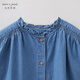 MARC&JANIE Mark Jenny retro literary girls' lace denim shirt baby shirt 2026 spring new style 560151 light denim 130 cm (recommended height 121-130cm)