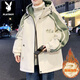 Playboy (PLAYBOY) men's jacket autumn and winter 2026 new trendy brand splicing plus velvet thickened jacket boys and teenagers warm cotton coat 8607 black plus velvet L about 100-120 Jin Jin equals 0.5 kg can be worn