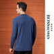 Bosssunwen 100% sheep wool early spring recommended business casual diamond jacquard skin-friendly warm round neck men's woolen sweater gray blue M