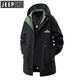 JEEP SPIRIT genuine men's mid-length windbreaker 2026 autumn and winter plus velvet thickening large size casual loose coat clothes 6851 black 2XL weight 140-160Jin Jin equals 0.5 kg