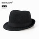 SOOKI Men's Jazz Hat Autumn and Winter British Style Top Hat Fashionable Warm Retro Versatile Casual Middle-aged and Old Dad Gentleman Hat Black M (56-58cm)