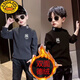G.duck boys' bottoming shirt double-sided German velvet autumn and winter clothing children's warm top half turtleneck plus velvet long-sleeved T-shirt versatile and trendy gray + off-white two-piece bottoming shirt 01 130 recommended height 120-130