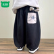 Mumuwu children's velvet pants 2026 autumn and winter new style children's style one-piece velvet baby winter wear thickened sweatpants black thickened one-piece oli velvet 100