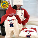 G.duck baby parent-child clothing autumn and winter family clothing family of three raglan sleeves plus velvet sweatshirt mother-child clothing red apricot spelling/red apricot spelling/spring and autumn styles in stock 73 baby rompers
