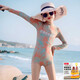 Big Tuan Xiaoyuan children's swimsuit girls summer 2025 new girls long-sleeved swimsuit medium and large children's sun protection quick-drying one-piece swimsuit orange swimsuit 120cm