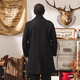 Jay Leno American Retro Black Wool Coat Men's Winter Mid-Length Thick Shoulder Pads Loose Warm Wool Wool Coat Men Black M Suitable for 100-125 Jin Jin equals 0.5 kg