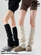 LuluRougo Knitted Socks Covers Pile Socks Women's Autumn and Winter Shark Pants Thickened Flared Leg Covers Bone White