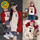 G.duck baby parent-child clothing autumn and winter family clothing family of three raglan sleeves plus velvet sweatshirt mother-child clothing red apricot spelling/red apricot spelling/spring and autumn styles in stock 73 baby rompers