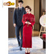 Chujing Toast Wear Bridal New Winter Red New Chinese Style Improved Cheongsam Engagement Dress Women's Morning Robe Long Sleeve Back Door Red 2XL
