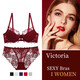 ZOEACE birth year underwear women's red underwear set thin big breasts appear smaller push-up sexy lace wedding bra 9241 set (burgundy/big breasts appear smaller/thin 0.1cm/ 70A 32A