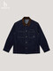 HAZZYS Men's 2025 Autumn and Winter New Jacket Corduroy Collar Plaid Lined Denim Jacket Men ASVZU0CDU14 M170/92A46