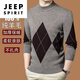 JEEP SPIRIT suéter de lana 100% de marca grande de gama alta para hombre nuevo suéter de medio cuello alto de invierno de oveja cálida gruesa de mediana edad. Suéter de cachemira gris medio gama alta grado especial sin pilling 2025 otoño e invierno nuevo estilo XL 175 (peso recomendado 140-160 Jin Jin equivale a 0,5 kg)