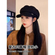 Octagonal hat for women in autumn and winter new style beret for women in autumn and winter showing face small duck tongue octagonal hat big head circumference French antique black black min style one size