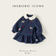 INSBOBO Girls Dress 2026 Spring New Children's Skirt Little Girl Good-looking Clothes Western Style Children's Clothing Navy 80