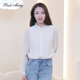 Pinkmary shirt women's 2025 autumn and winter new fashion comfortable lace commuter style top PMDOW1007 white XS