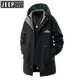 JEEP SPIRIT genuine men's mid-length windbreaker 2026 autumn and winter plus velvet thickening large size casual loose coat clothes 6851 black 2XL weight 140-160Jin Jin equals 0.5 kg