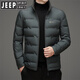 JEEP SPIRIT Men's Short Down Jacket Winter New Thin Goose Down Jacket Warm Thickened Men's Jacket Gray Green M 170