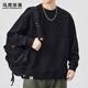 MARK FAIRWHALE sweatshirt men's spring and autumn American round neck casual jacket men's loose trendy tops black 2XL
