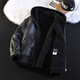GENIUS international first-line brand fur integrated men's winter hooded velvet thickened leather jacket short motorcycle jacket leather jacket for men black L 115-130Jin Jin is equal to 0.5 kg
