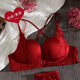 Triumph Zodiac Year Bra Set Women's Red Small Breast Push Up Thickened 2026 Beautiful Back Sexy Front Button Bra Set Retro Red Set 80A 36